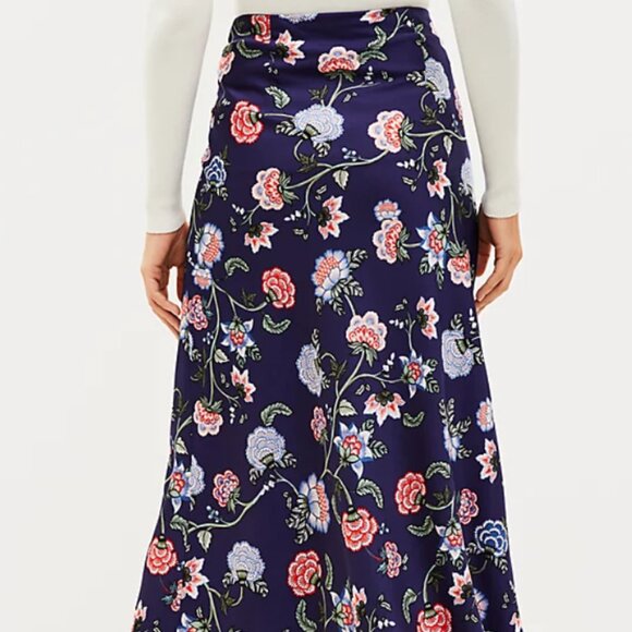 Loft Petite Floral Bias Midi Skirt Size MP NWT - Picture 2 of 8